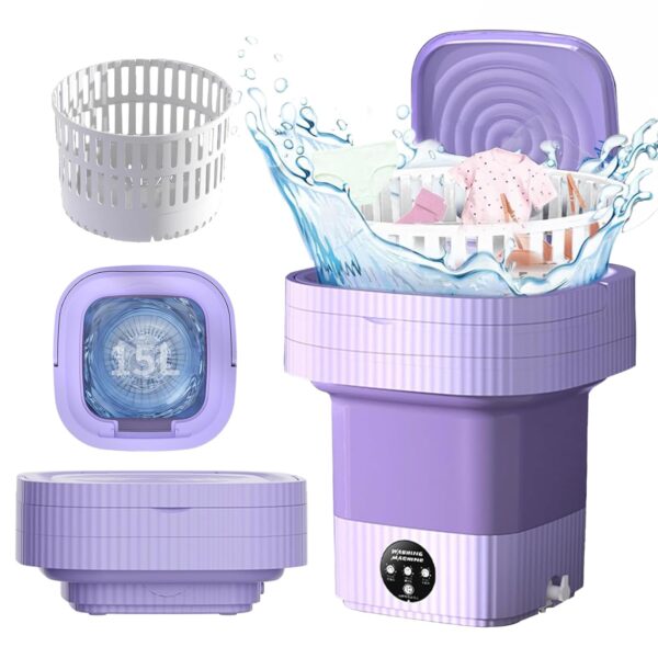 Kocusu Portable Washing Machine 15L 2Kg,2 in 1 Mini Washing Machine and Dryer with 3 Cleaning Modes and Handle for Travel,Dorms,Apartments,RV,Sock,Purple