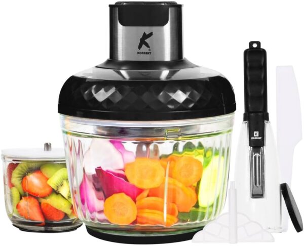 KONNEKT QuickBlend 2-in-1 Blender | Dual Speed & Capacity - 2.5L & 300ml | Electric Food Processor | Triple Stainless Steel Blade | Ideal for grinding and mincing Garlic,...