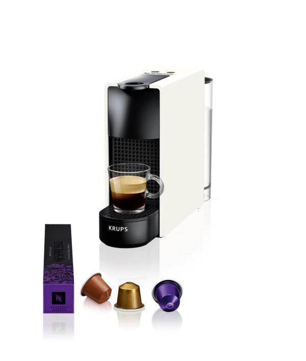 Krups Nespresso Essenza Mini Capsule Coffee Maker, 19-Bar Coffee Machine with 2 Coffee Programmes, Ultra-Compact Size and Auto-Off Function, 1450 W, 0.6 litres White
