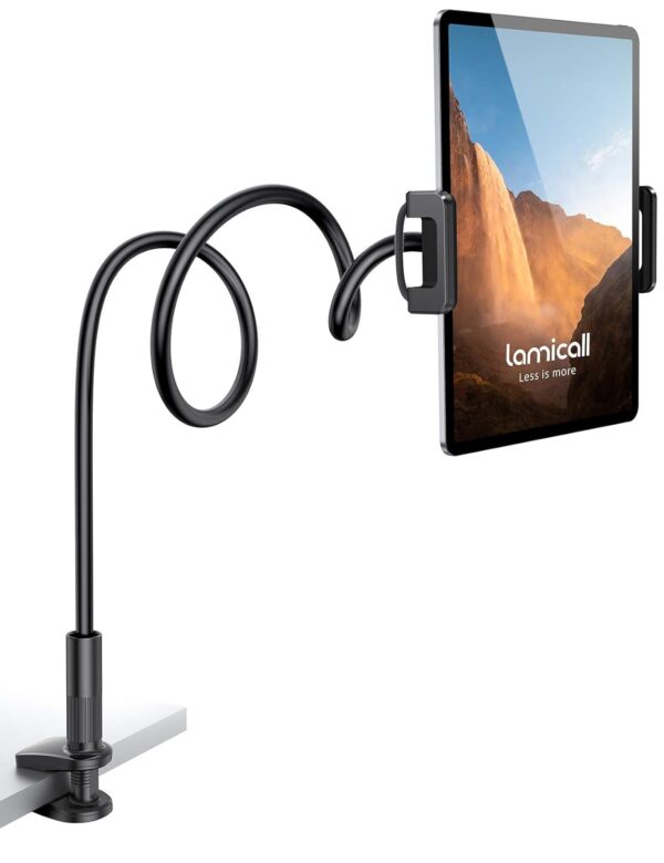 Lamicall Gooseneck Tablet Holder, Flexible Tablet Stand - 36" Lazy Arm 360 Adjustable Holder Clamp Bracket Bed for 2024 iPad Pro 9.7, 10.5, 11, iPad Air mini 2 3 4 5 6, Switch,...