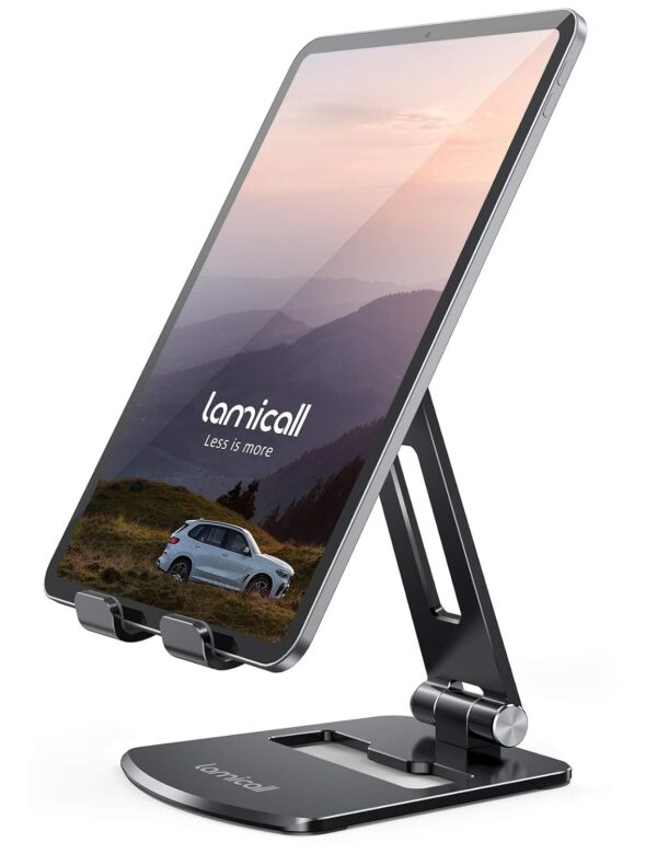 Lamicall Tablet Stand, Adjustable Tablet Holder Desk - Foldable Desktop Stand Mount Dock for 2024 iPad Pro 13, 12.9, 11, 10.5, 9.7, iPad Air mini 2 3 4 5 6, Switch, Tab, iPhone,...