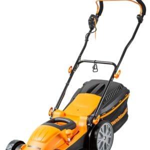 LawnMaster 1800W Electric Lawn Mower with 40cm cutting width, ideal for larger lawns, with rear roller and mulching function, 2 year guarantee
