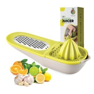 Lemon Squeezer & Pouring Hand Juicer, Zests & Grates, + Lime, Orange Citrus Juice Collector - Grates Garlic, Spices, Cheese, 2 Grating Surfaces - Multi Use 3 in 1