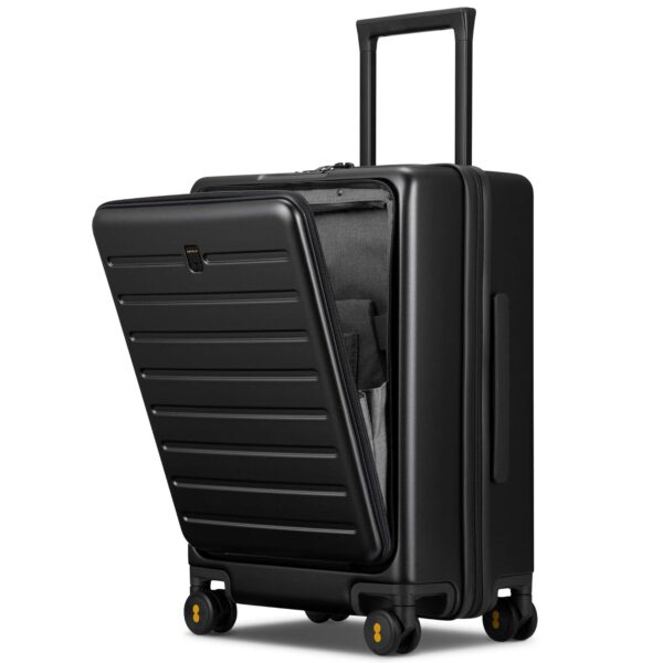 LEVEL8 Carry on Suitcase 20 Inch, Cabin Luggage with Laptop Compartment, PC Hardside 4 Spinner Wheels Silent with TSA for Business(55CM, 35L,Black)