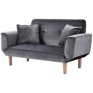 LIFE CARVER Small Modern and Simple Gray Sofa Linen Fabric with Grab, Living Room 2 Seat Sofa Couch Settee Recliner Sleeper, Bed Leg Height: 16cm,Sofa size: 125x61x70cm (WxDxH)...