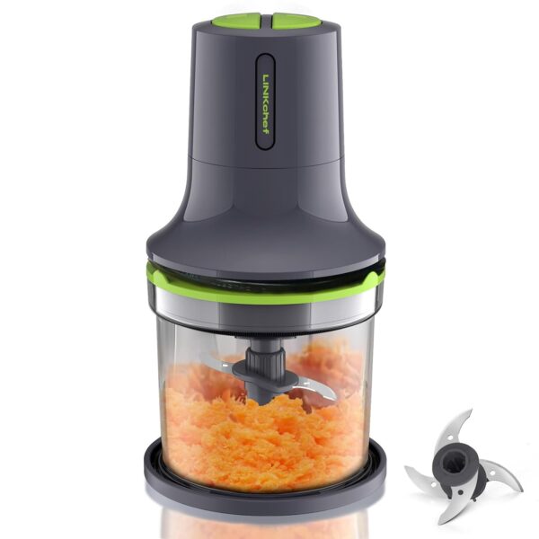 LINKChef Food Processor, Mini Chopper Food Processor Electric, 500ml Capacity Bowl, 2 Speed, 4 Bi-Level Blades, Power Cord Storage, Mini Food Processors for Meat,...