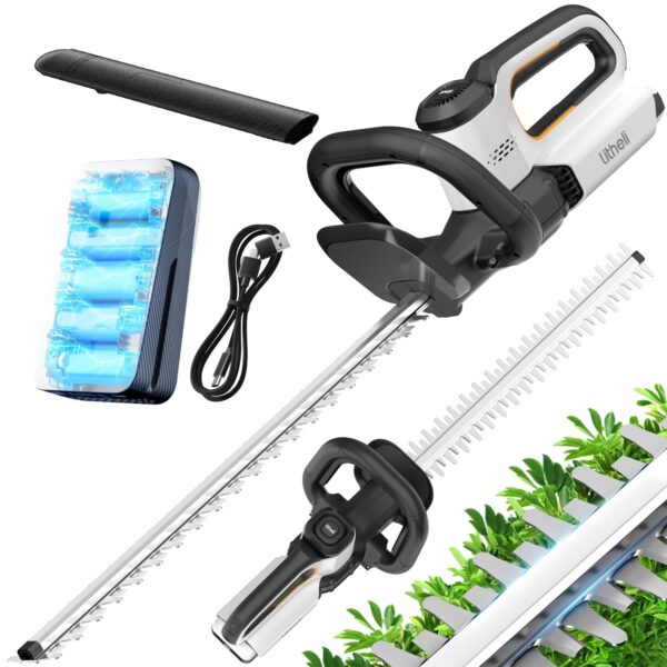 Litheli Hedge Trimmer Cordless, 560 mm Cutting Length, Branches Up to 20mm Cutting Width, 20V 2000mAh Electric Hedge Trimmer, Hedge Cutter Trimmer for trimming hedges, Trimming...