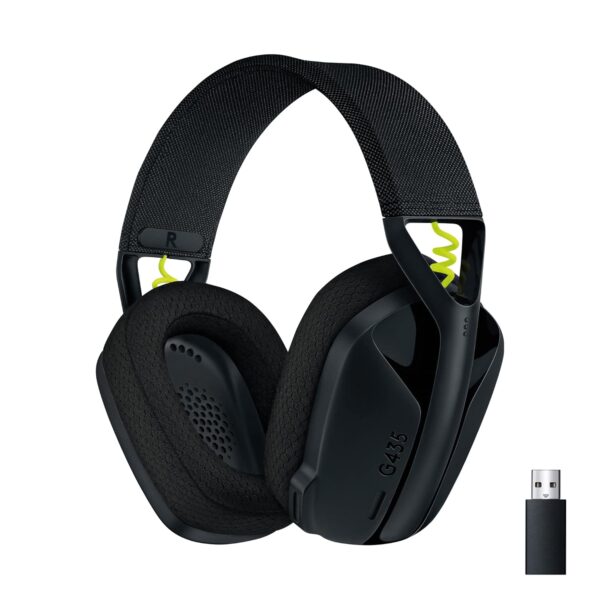 Logitech G435 LIGHTSPEED & Bluetooth Wireless Gaming Headset, Ultra Lightweight 165g over-ear headphones, built-in mics, 18h battery, compatible with Dolby Atmos, PC, PS4, PS5,...