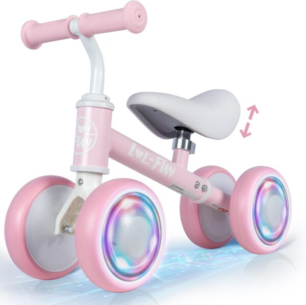 LOL-FUN Baby Balance Bike 1 Year Old, Lighting Baby First Bike Birthday Gifts for One Year Old Boys and Girls, Toddler Ride On Bike Trike Bicycle for 12-36 Months