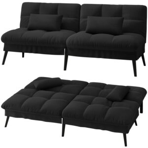 LUCKRACER Sofa Bed Fabric 2 Seater Click Clack Sofa Bed 5-Gear Back Angle Adjustable Futon Sofa Recliner Lounge for Living Room Bedroom