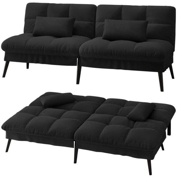 LUCKRACER Sofa Bed Fabric 2 Seater Click Clack Sofa Bed 5-Gear Back Angle Adjustable Futon Sofa Recliner Lounge for Living Room Bedroom