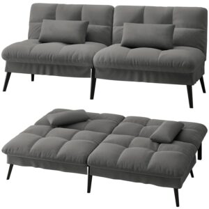 LUCKRACER Sofa Bed Fabric 2 Seater Click Clack Sofa Bed 5-Gear Back Angle Adjustable Futon Sofa Recliner Lounge for Living Room Bedroom