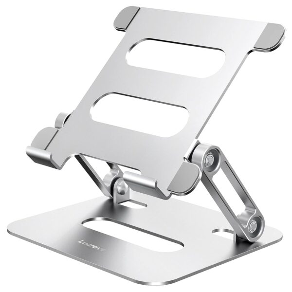 Lucrave Tablet Stand Holder for Desk, Adjustable Foldable Aluminum Desktop Stand Compatible with Tablet Such as iPad Pro 9.7, 10.5, 12.9 Air Mini 4 3 2, Kindle, Nexus, Tab,...