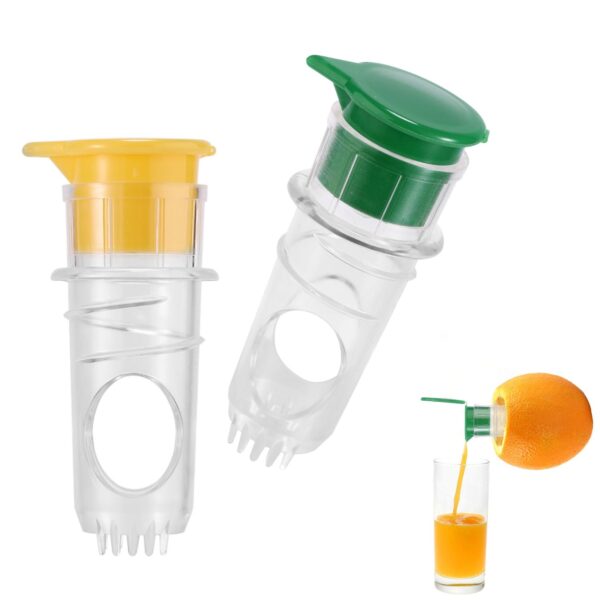 Lyreh 2pcs Screw Top Lemon Squeezer, Plastic Mini Screw Top Lemon Juicer with Built-in Filter Handy Juice Squeezer with Lid for Drinks Cocktails Beverages
