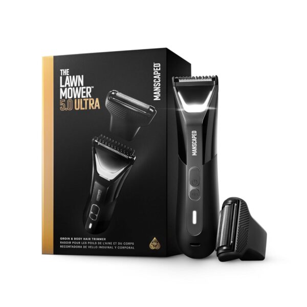 MANSCAPED® The Lawn Mower® 5.0 Ultra Groin & Body Hair Trimmer – Dual-Head SkinSafe® Trimmer & Foil Blades, Waterproof Wet/Dry Groomer, USB-C Rechargeable with Travel Case,...