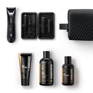 MANSCAPED® The Premier Package 5.0 Ultra, with The Lawn Mower® 5.0 Ultra Men's Groin & Body Hair Trimmer, Shears 3.0, Crop Preserver® Ball Deodorant, Refined® Body Wash, Crop...