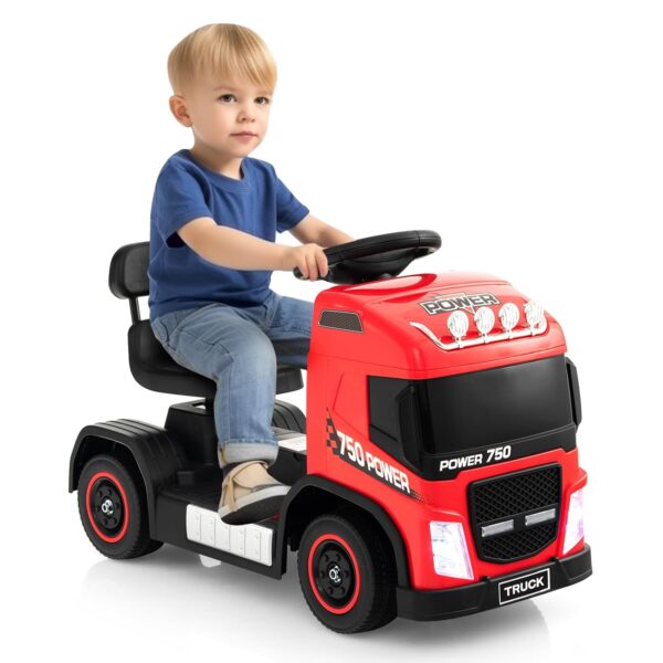 Maxmass Kids Ride on Truck, 6V Children Battery Powered Electric Vehicle with Adjustable Seat, Music, Horn and Front Lights, Toddler Electric Toy Car or 18-72 Months Old (Red)