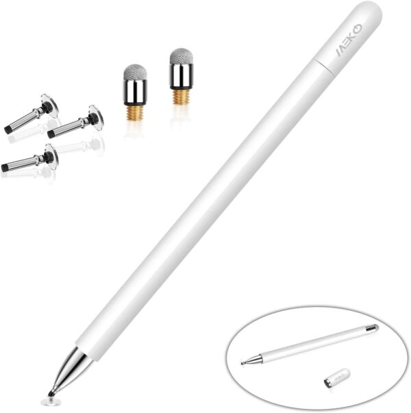 MEKO Stylus Pens for Touch Screens, Tablet Pencil with Magnetic Cap, High Sensitivity & Fine Point Universal for Android/Phone/iPad Pro/Air/Samsung/and All Devices (White)