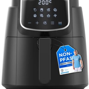 Midea Air Fryer 4L, Oil-Free Airfryer 1500W, 8 Pre-Programmed Cooking Modes, 35-200°C, Baking, Roasting, Grilling, Defrosting, Shake Alarm, 60-Minute Timer, 41 Recipes,...