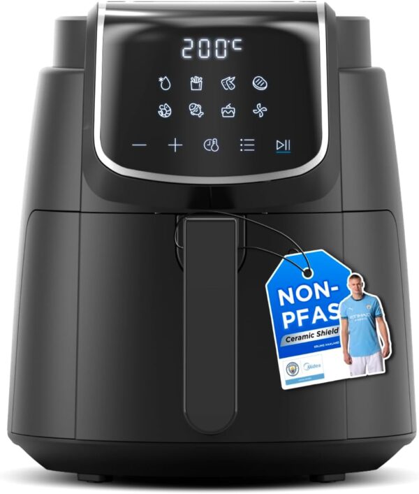 Midea Air Fryer 4L, Oil-Free Airfryer 1500W, 8 Pre-Programmed Cooking Modes, 35-200°C, Baking, Roasting, Grilling, Defrosting, Shake Alarm, 60-Minute Timer, 41 Recipes,...