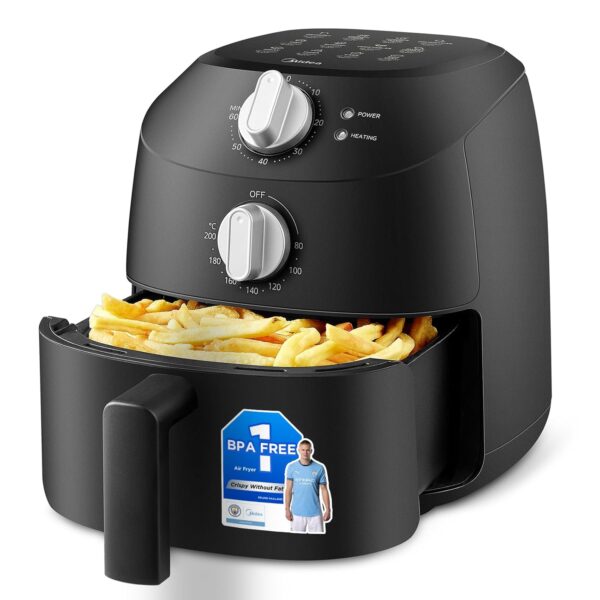 Midea Compact 2L Air Fryer – 12 Preset Menus, Adjustable Timer, 80-200°C Temperature Control, 1150W, Dishwasher-Safe Non-Stick Basket, BPA-Free, Space-Saving Design – Ideal for...