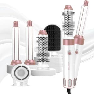 MIEARA 5 in 1 Air Styler - Hot Air Styler, Blow Dryer Brush, Hot Air Brush, Hairdryer Brushes with Straightening, Volumising, and Curling Effects – Negative Ionic Curler for All...