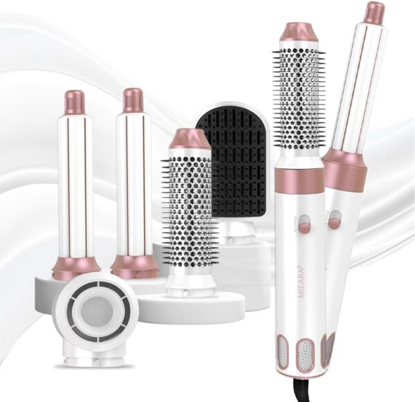 MIEARA 5 in 1 Air Styler - Hot Air Styler, Blow Dryer Brush, Hot Air Brush, Hairdryer Brushes with Straightening, Volumising, and Curling Effects – Negative Ionic Curler for All...