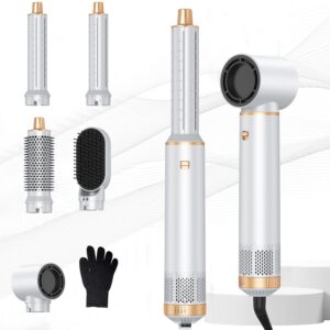 MogaWave 5 in 1 Hairstyler Pro,Blow Dryer Brush 60000RPM Air Styler, Left&Right Magic Hair Curler,3 Wind Speed and Temperature, Multi-Styler 5 in One for Drying Curling...
