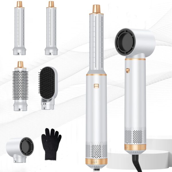 MogaWave 5 in 1 Hairstyler Pro,Blow Dryer Brush 60000RPM Air Styler, Left&Right Magic Hair Curler,3 Wind Speed and Temperature, Multi-Styler 5 in One for Drying Curling...