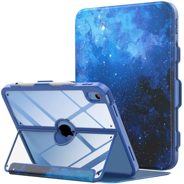 MoKo for iPad 11-inch (A16) 11th Generation Case 2025/ iPad 10th Generation Case with Pencil Holder 2022 10.9 inch, Built-in Screen Protector Clear Back, Multi Angle Viewing...