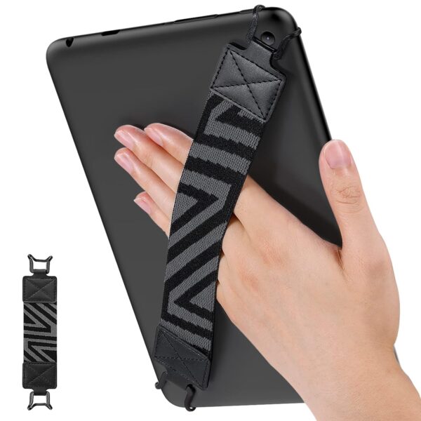 MoKo Security Hand-Strap for 9-11 Inch tablet, iPad/iPad Pro/iPad Air/Kindle Fire HD/Samsung, High-elasticity Versatile Hand Strap Lightweight Finger Grip Holder, Black