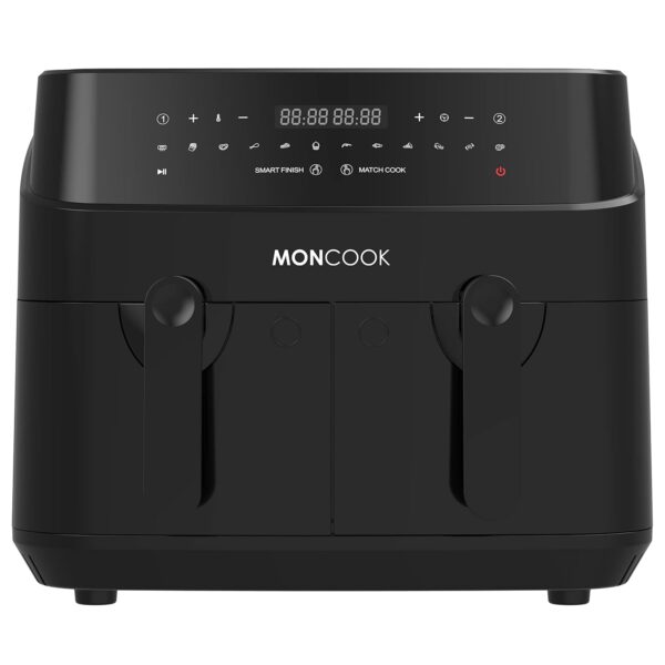 MONCOOK Double Air Fryer-2 In 1 Airfryer 9L With 2 x 4.5L Baskets-50 Recipe Cookbook-Smart Finish Function-Digital LED Display Airfryer-12 Pre-Set Cooking Programs-Healthy...