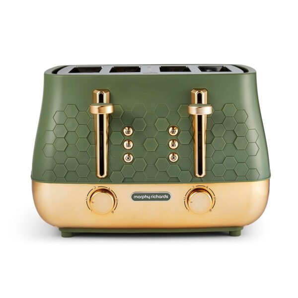 Morphy Richards Cassini 4 Slice Toaster, Variable Browning and Width Slots, 6 Power Levels, Removable Crumb Tray, Illuminated Buttons, High Lift, Defrost, Reheat, 800W, Olivine...