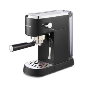 Morphy Richards Signature Compact Espresso Maker, Ground Coffee, Dual Cup, Illuminated Buttons, 1L Water tank, Steam Control, Stainless Steel, Black, 172024