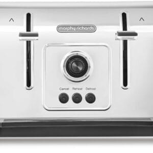 Morphy Richards Venture Brushed 4 Slice Toaster - Brushed Stainless Steel - Defrost Setting - High Lift Feature - 240130