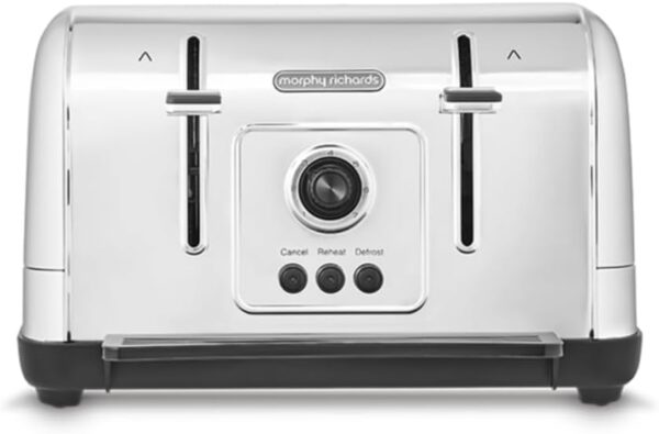 Morphy Richards Venture Brushed 4 Slice Toaster - Brushed Stainless Steel - Defrost Setting - High Lift Feature - 240130