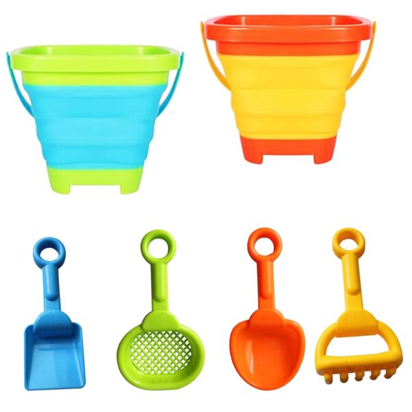 MTDASB Collapsible Beach Toys Set for Kids - Foldable Sand Bucket & Shovel Kit, Camping & Outdoor Play
