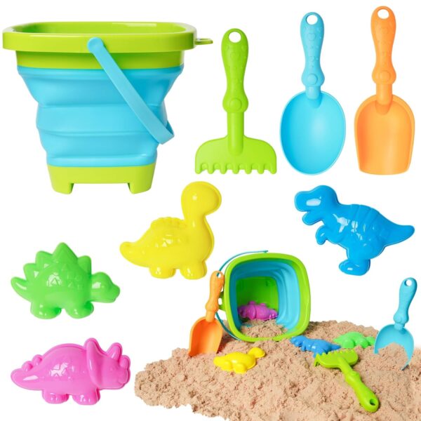 MTDASB Dinosaur Beach Toys,Beach Buckets & Beach Toys for Kids,Sand Toys for Kids and Toddlers With Shovel Tool Kits for Toddlers Boys Girls