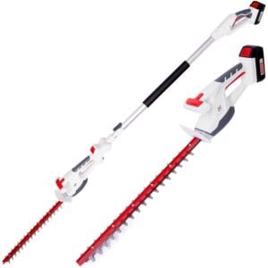 NETTA Cordless 2-in-1 Telescopic & Handheld Hedge Trimmer Cutter - 20V MAX, Battery & Charger Included, 2.5m Long Reach Pole Tree Cutter