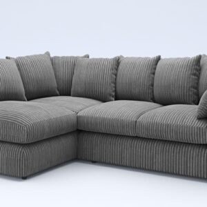 New Gamzo Fabric Corner Sofa Silver | Soft Jumbo Cord 3-4 Seater Corner Sofa Left/Right Hand Facing) (Charcoal Grey, Left Hand Facing)