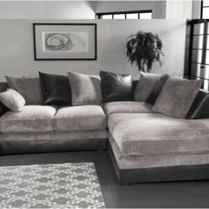 New Luca Black and Grey Fabric and Leather Corner sofa | 3-4 Seater Corner Sofa (Right Hand Facing)