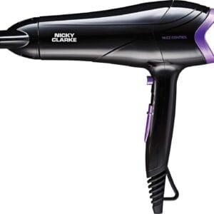 Nicky Clarke 2200W Lightweight Frizz Control Fast Dry DC Ionic Hair Dryer - 2 Heat & Speed Settings - Cool Shot - 2M Salon Length Cable with Hanging Loop - NHD177 - Black 7 Purple