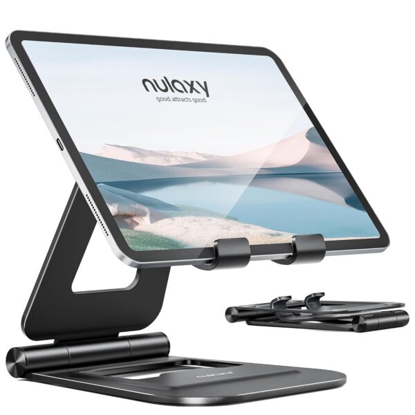 Nulaxy Tablet Stand, Foldable Adjustable Tablet Holder Compatible with New iPad 2020 Pro 12.9, 10.5, 9.7, Air mini 2 3 4, Nintendo Switch, Samsung Tab, other Tablets (4.7-13") -...