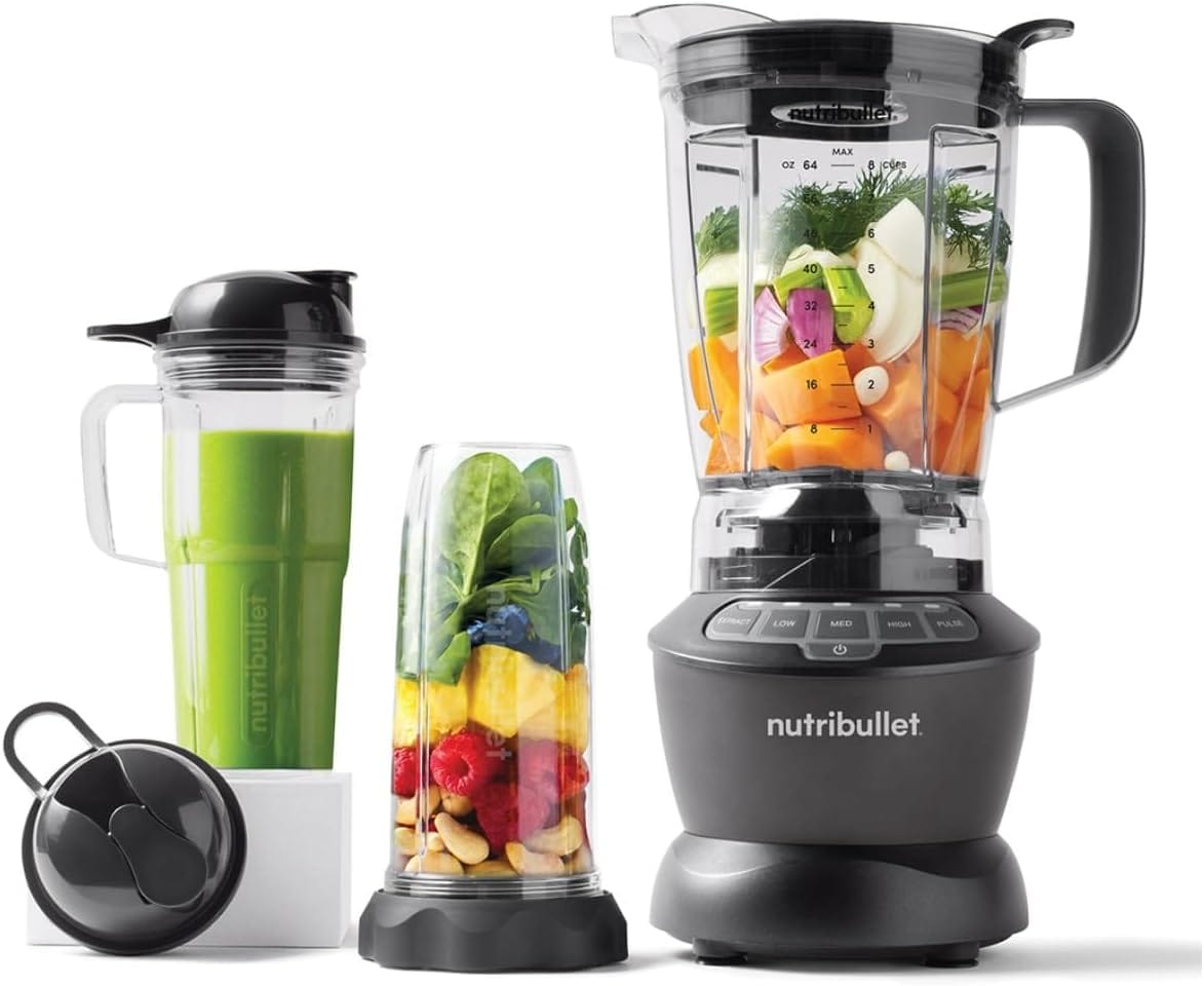 nutribullet Hot & Cold Blender Combo - Charcoal Grey - 3 Pre-Programmed Smart Cycles & 2 Pulse & Extract Functions - Blend Fruit, Ice & Nuts - 1.8L Capacity - 1200W Base with 3...