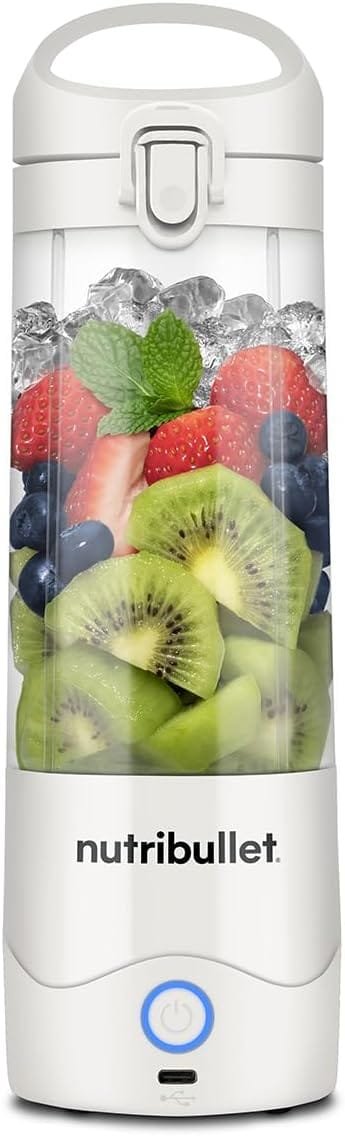 nutribullet Portable Blender in White - Powerful Extractor Blade, 475ml Cup, To-Go Lid, USB-C Charging Cable & User Guide - Delivers 15+ Blending Cycles - Healthy Shakes On The...