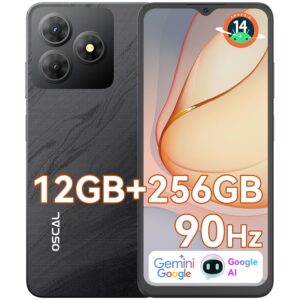 OSCAL Mobile Phones, FLAT 2 Android 14 Phone(2025 Second Generation),Gemini AI 4G Phone,5000mAh, 12(4+8)+256GB/2TB TF Octa Core,90Hz,6.56" HD+ Screen, Dual Sim...