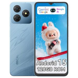 OSCAL Mobile Phones, FLAT 2 Android 15 Phone(2025), 12(4+8)+128GB/2TB TF Octa Core,Gemini AI,Mobile Phone for Sale, 5000mAh, 90Hz,6.56" HD+ Screen, 4G/Dual Sim...