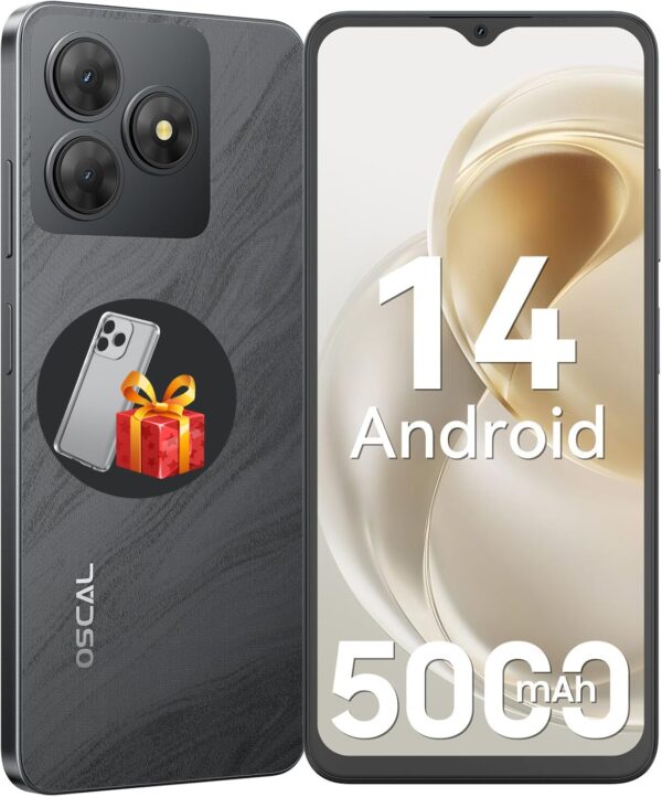 OSCAL Mobile Phones, Flat 2C Android 14 Phone (2025 Second Generation), 6(2+4) GB +64GB/2TB Octa Core Cheap Android Phone, 6.56Inch, 5000mAh Dual SIM Unlocked, 13MP Main Camera,...