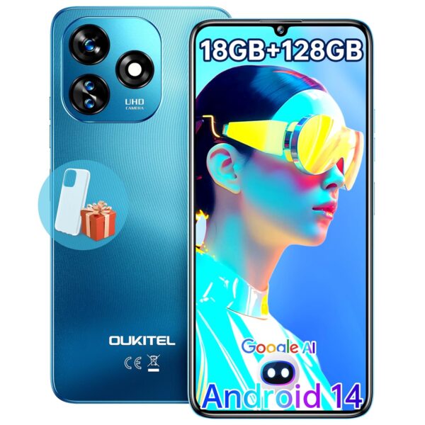 OUKITEL C51 Mobile Phones Sim Free Unlocked, 6.8" HD+ Display Smartphone 18GB+128GB/1TB, Android 14 Mobile Phones Dual Sim 4G, 13MP+5MP Camera, 5150mAh, Fingerprint+Face Unlock,...