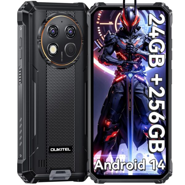 OUKITEL G1 Rugged Smartphone - Android14, 24GB RAM+256GB ROM+1TB,10600mAh Battery,48MP Camera,6.52" Rugge phone,IP68/69K Waterproof 4G Dual Sim-free&Unlocked Mobile...
